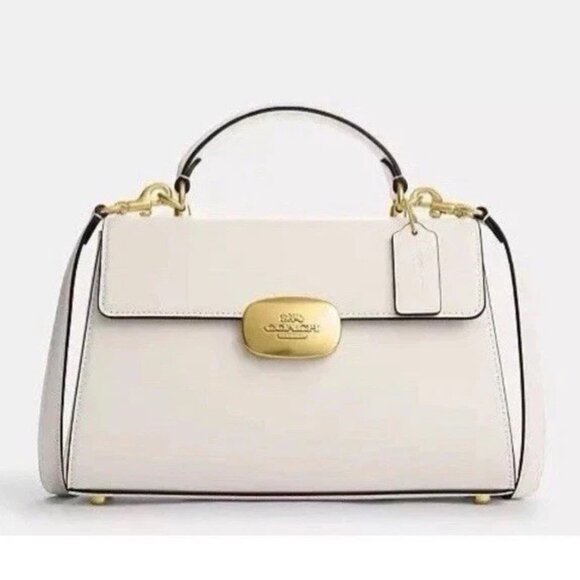 COACH Eliza Top Handle Shoulder Bag CP006 Gold/Chalk🌼NWT - Picture 1 of 7
